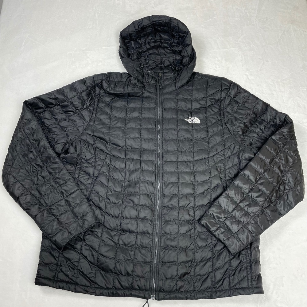 The North Face ThermoBall Hooded Jacket Mens XL Black Excellent Puffer Quilted